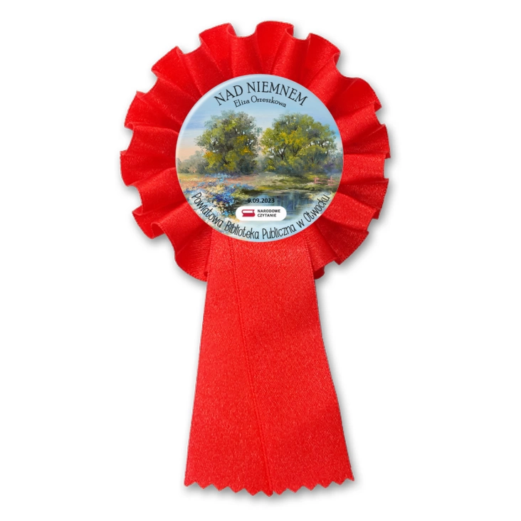 przypinka kotylion Narodowe Czytanie Eliza Orzeszkowa Biblioteka Otwock