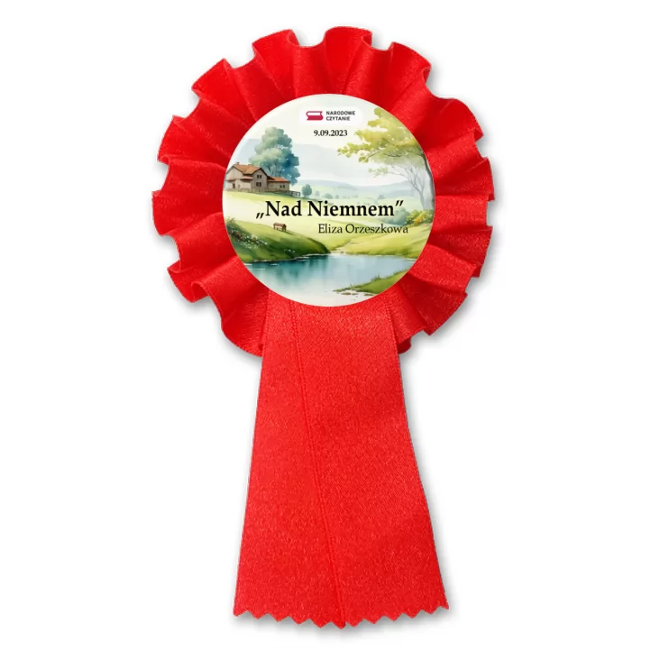 przypinka kotylion Narodowe Czytanie Nad Niemnem Elizy Orzeszkowej
