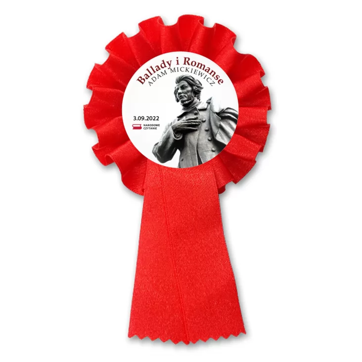 przypinka kotylion Narodowe Czytanie poezji Adama Mickiewicza