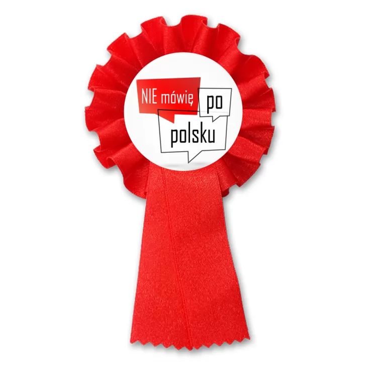 przypinka kotylion Nie mówię po polsku