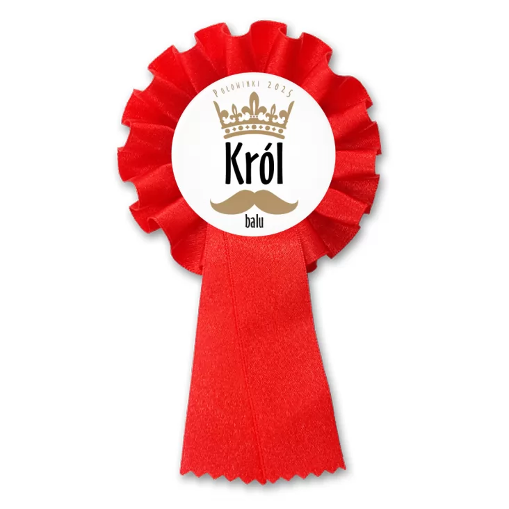 przypinka kotylion Połowinki król balu z wąsem