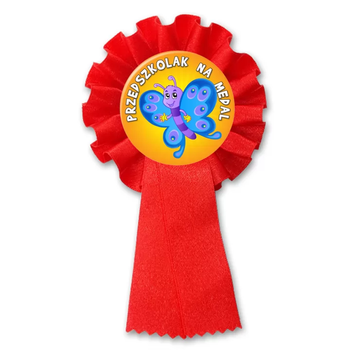 przypinka kotylion Przedszkolak na medal grupa motylki