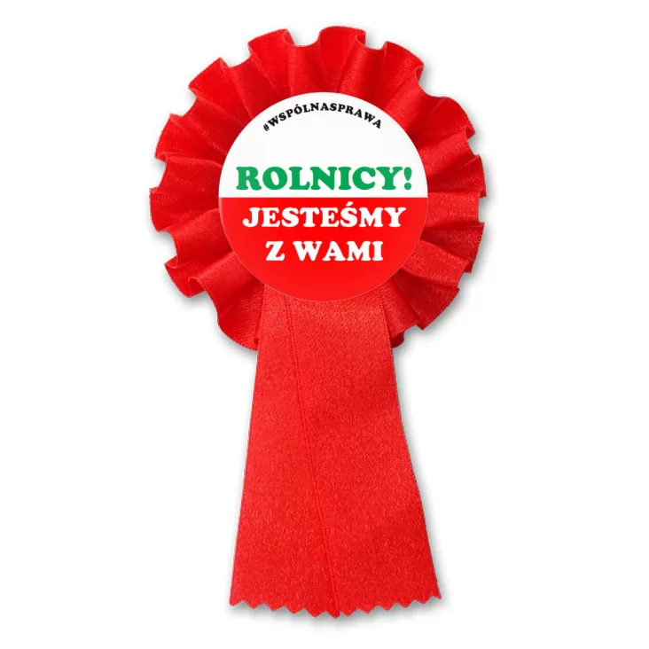 przypinka kotylion Rolnicy jesteśmy z Wami