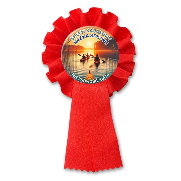przypinka kotylion Spływ kajakowy zachód słońca