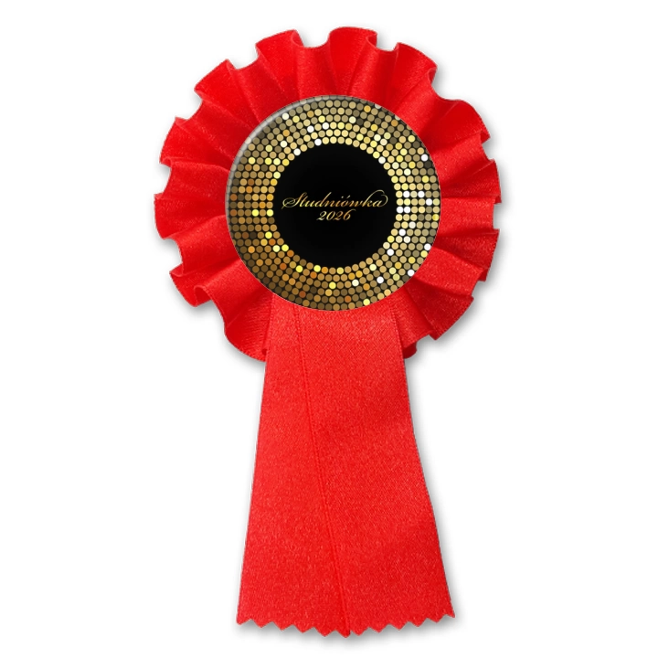 przypinka kotylion Studniówka na złotym tle