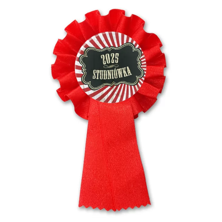 przypinka kotylion Studniówka z motywem rozety