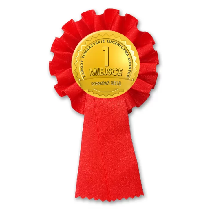 przypinka kotylion Zawody Towarzyskie Łucznictwa Konnego Złoty Medal