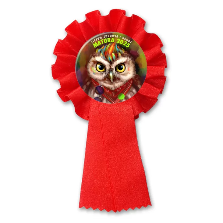 przypinka kotylion Matura z kolorową grzywą