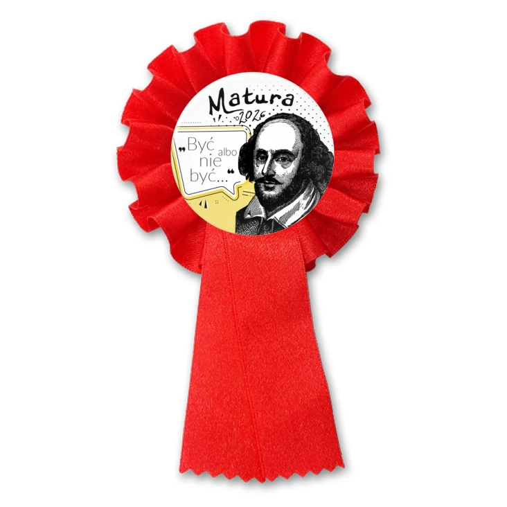 przypinka kotylion Matura z Williamem Shakespearem