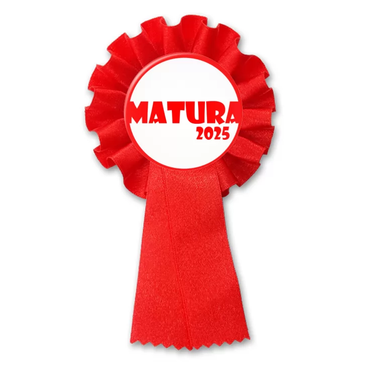 przypinka kotylion Matura czerwony napis