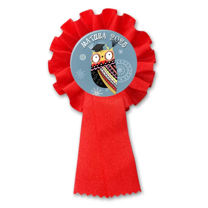 przypinka kotylion Matura sowa kolorowa