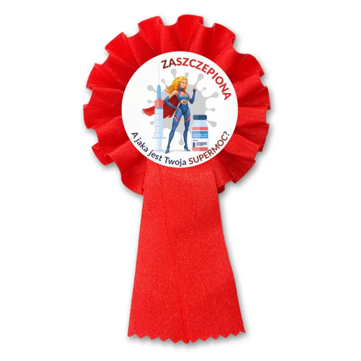 przypinka kotylion Zaszczepiona
