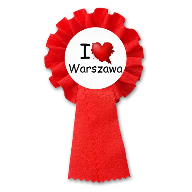 przypinka kotylion I love Warszawa