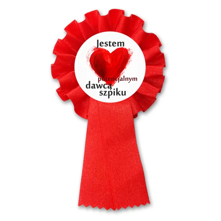 przypinka kotylion Jestem dawcą szpiku