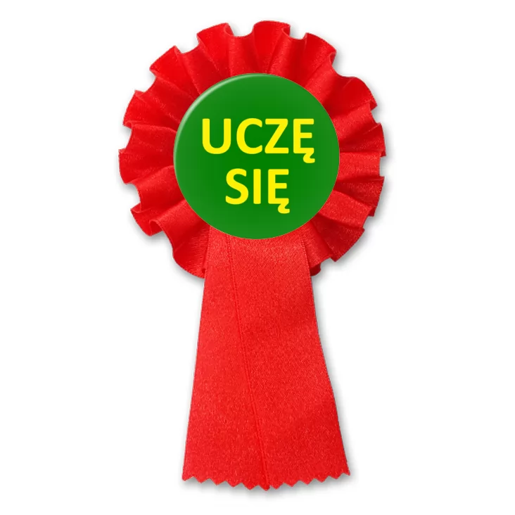 przypinka kotylion Uczę się napis