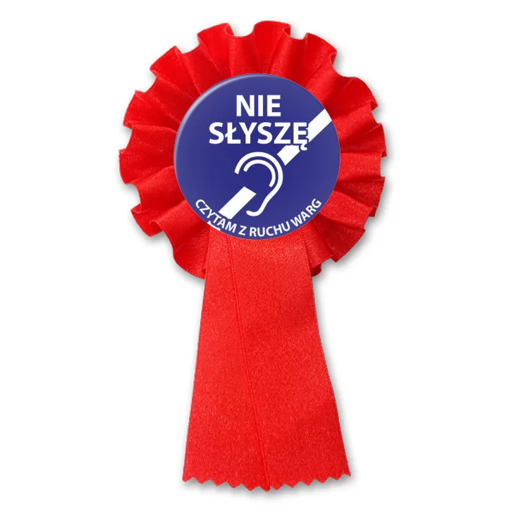 przypinka kotylion Nie słyszę