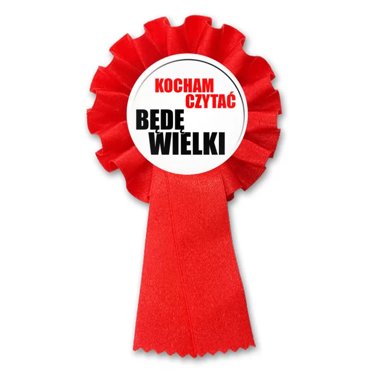 przypinka kotylion Kocham czytać - będę wielki