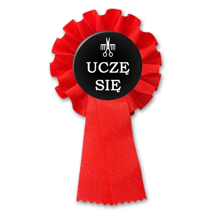 przypinka kotylion Uczę się - Fryzjer