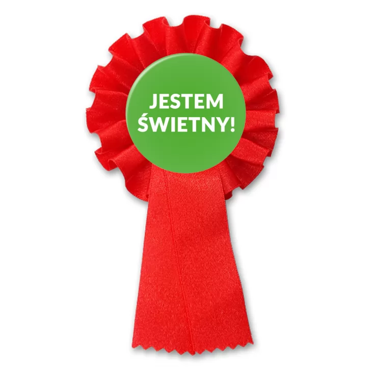 przypinka kotylion Jestem Świetny!