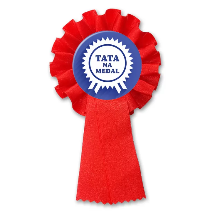 przypinka kotylion Tata na medal z rozetą