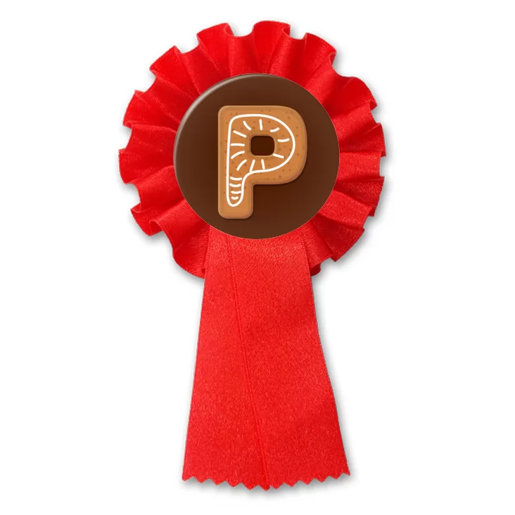 przypinka kotylion Piernikowa litera P