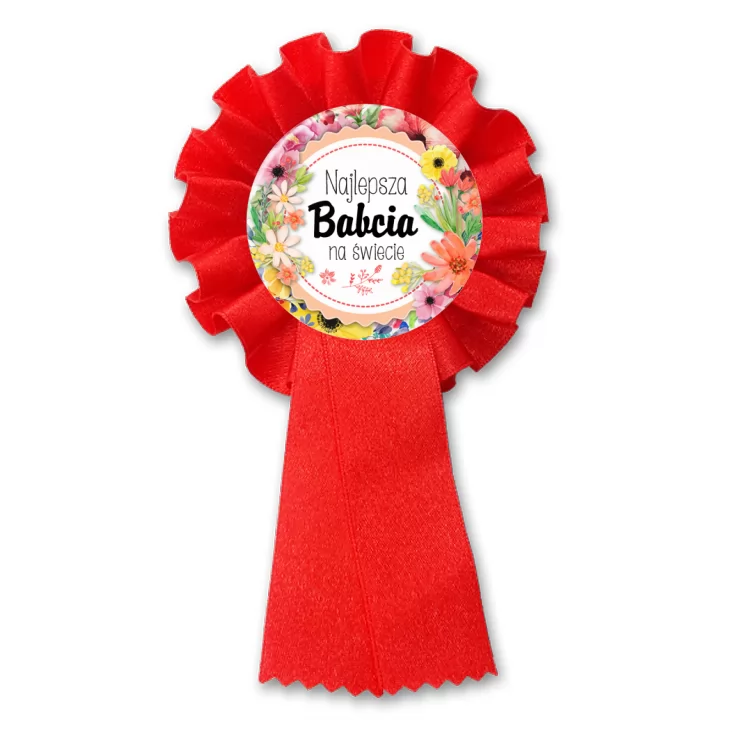 przypinka kotylion Dzień Babci - Najlepsza babcia kwiaty