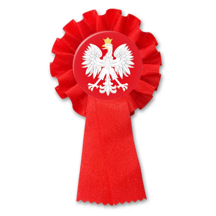 przypinka kotylion Orzeł na czerwonym tle