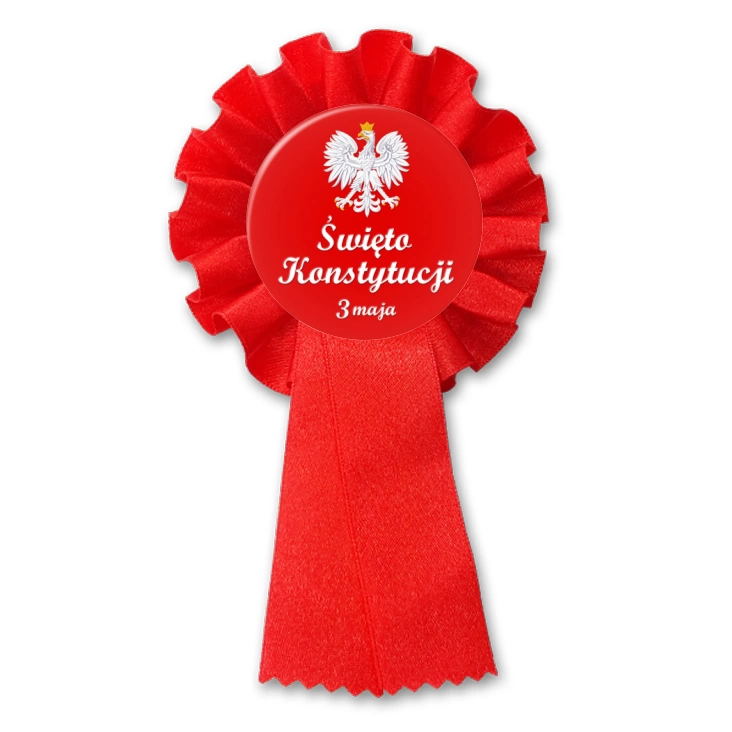 przypinka kotylion Narodowe Święto Konstytucji 3 maja na czerwonym tle