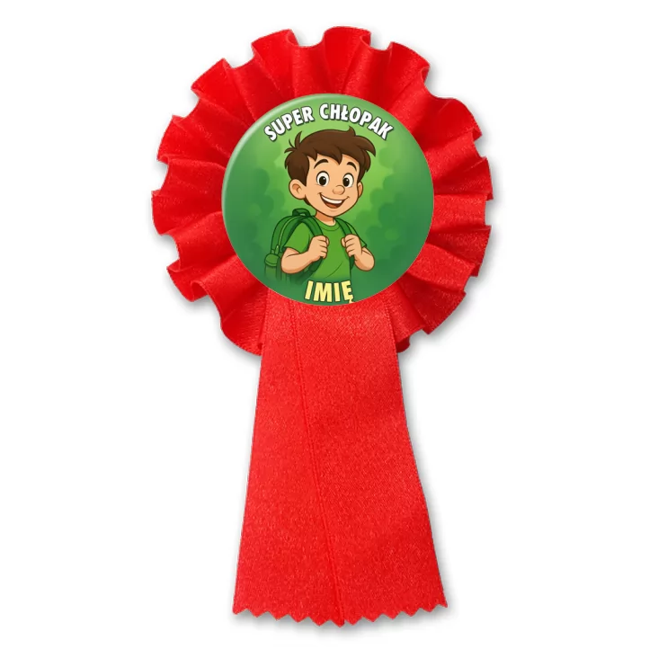 przypinka kotylion Super chłopak na zielonym tle