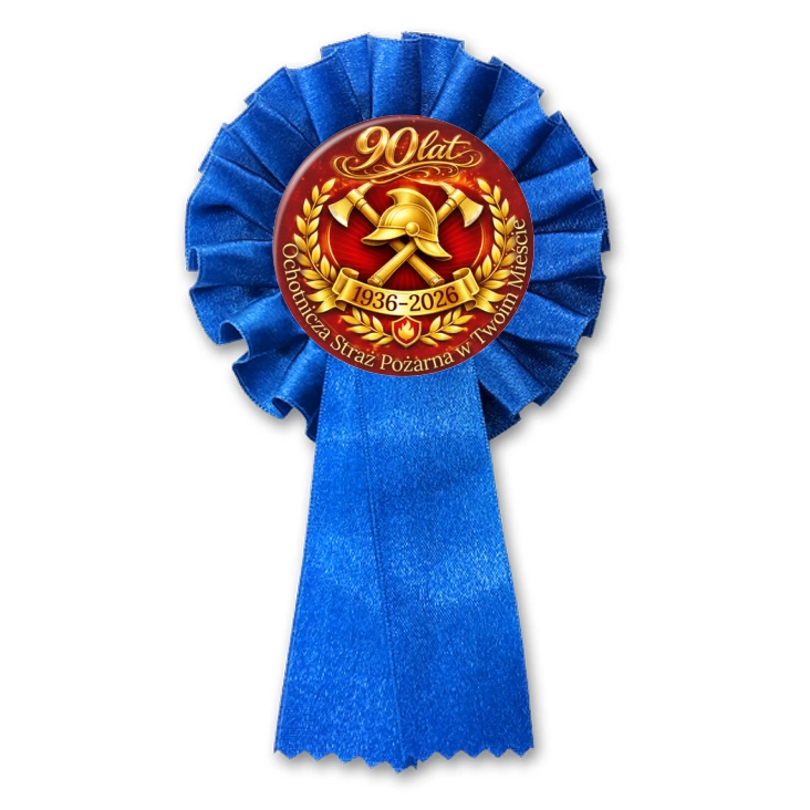 przypinka kotylion 90 lat Ochotnicza Straż Pożarna w Twoim Mieście