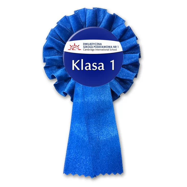 przypinka kotylion Dwujęzyczna Szkoła Ponstawowa nr 1 - klasa 1