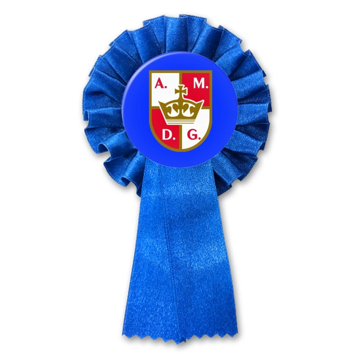 przypinka kotylion Konfederacja Korony Polskiej sygnaturka na niebieskim tle