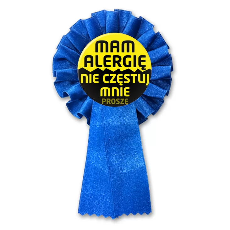 przypinka kotylion Mam alergię nie częstuj mnie proszę