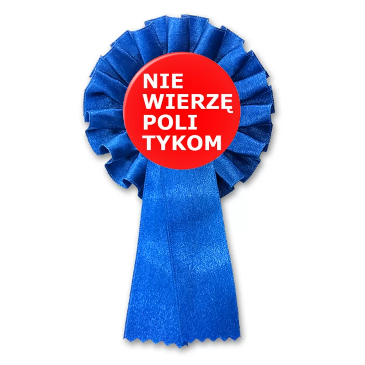 przypinka kotylion Nie wierzę politykom
