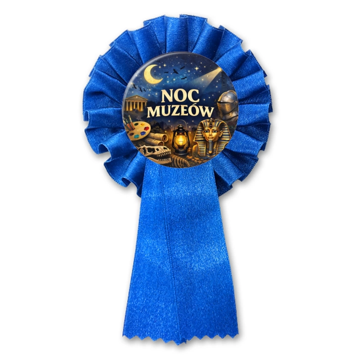 przypinka kotylion Noc Muzeów - Kleopatra i zbroja