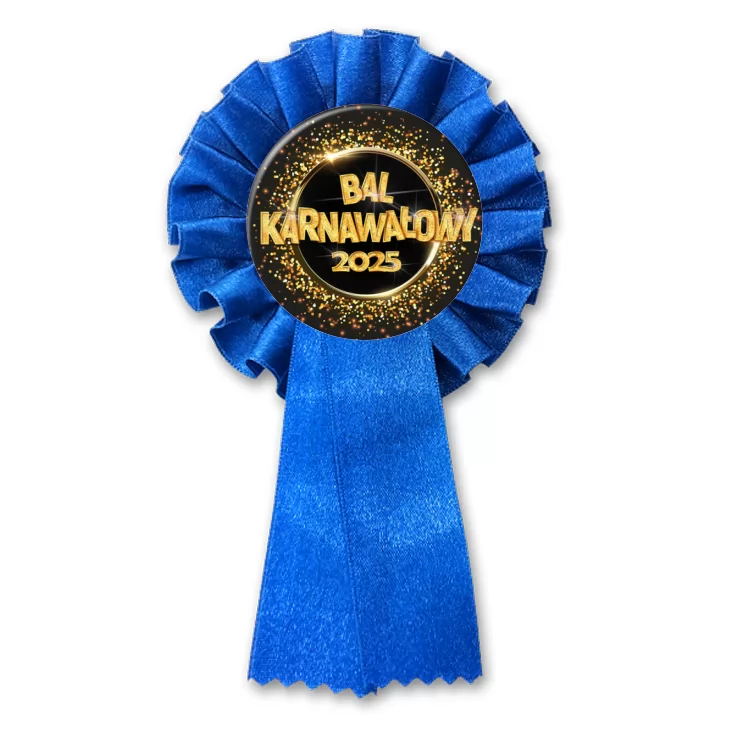 przypinka kotylion Bal Karnawałowy złoty napis