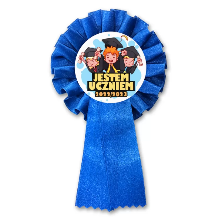przypinka kotylion Jestem Uczniem trójka z biretami