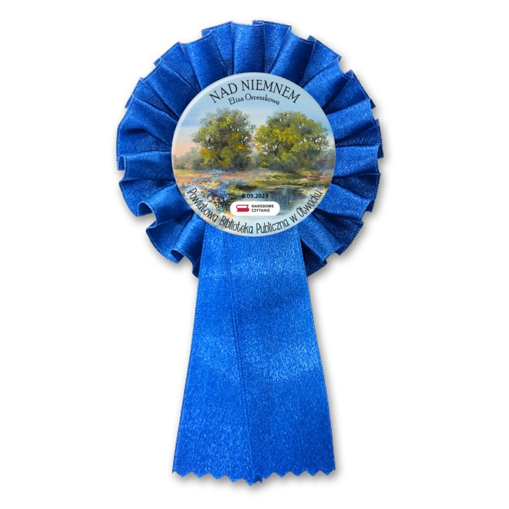 przypinka kotylion Narodowe Czytanie Eliza Orzeszkowa Biblioteka Otwock