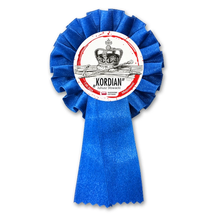 przypinka kotylion Narodowe Czytanie Kordian korona cara