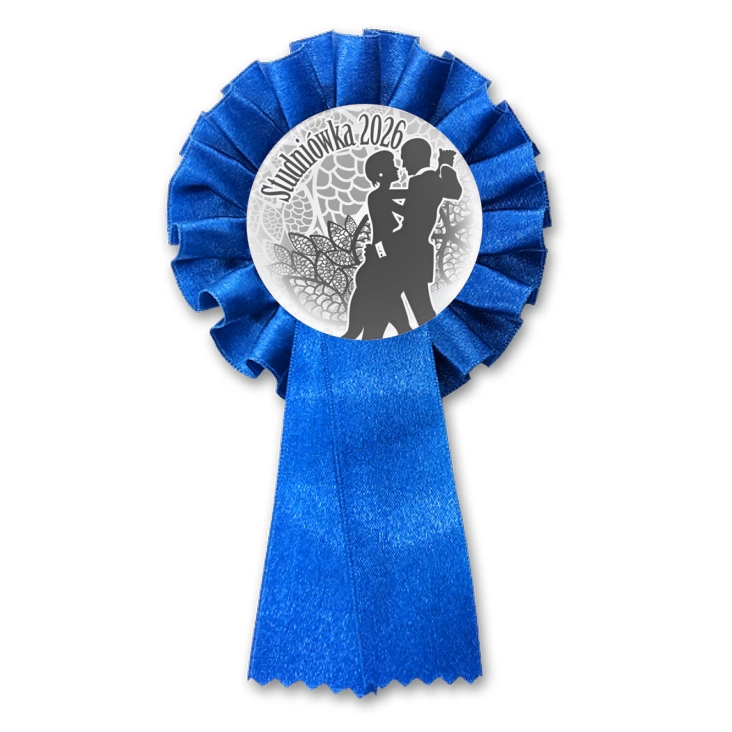 przypinka kotylion Studniówka z sylwetkami tańczącej pary