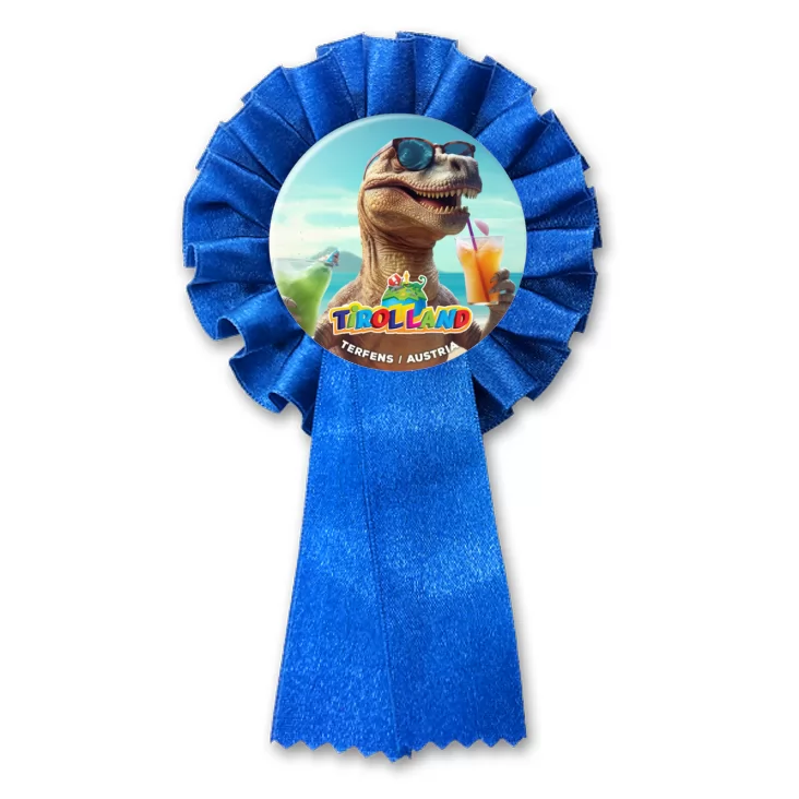 przypinka kotylion Tyranozaur na wakacjach w Tirolland