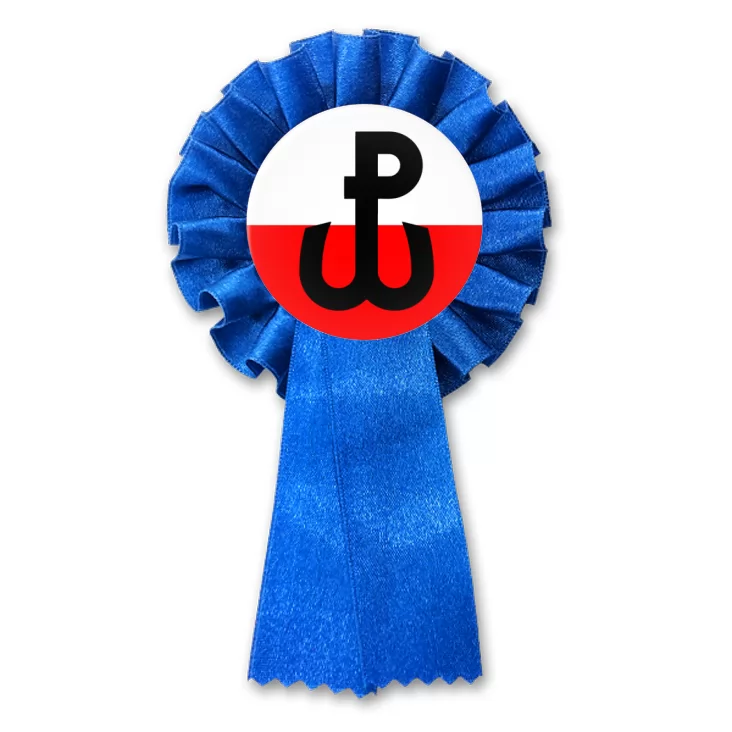 przypinka kotylion Znak Polska Walcząca na biało-czerwonym tle