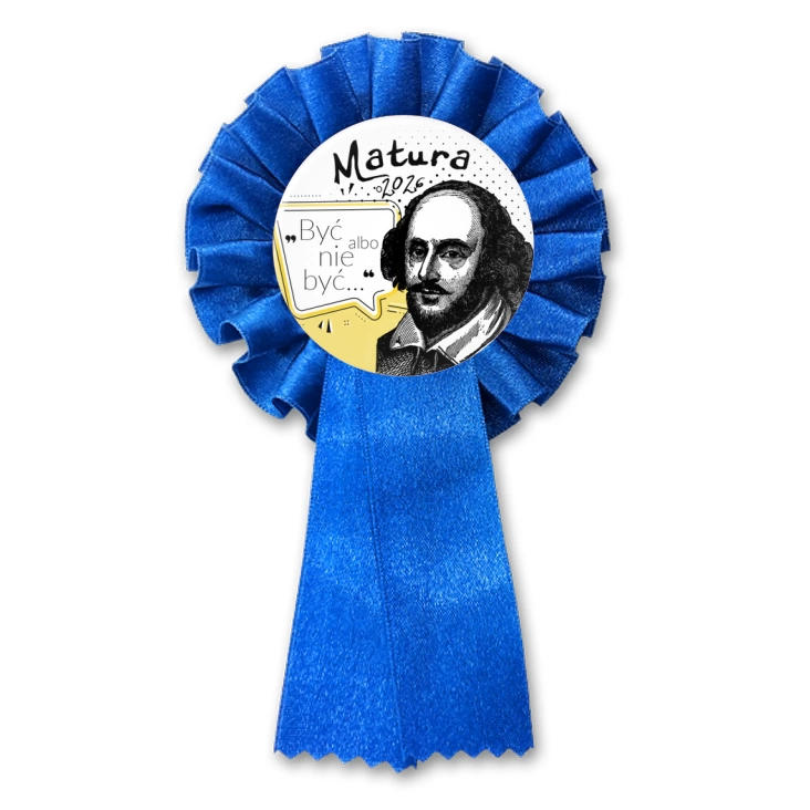 przypinka kotylion Matura z Williamem Shakespearem