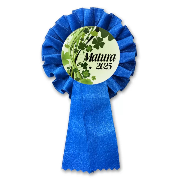 przypinka kotylion Matura z bukietem koniczyny