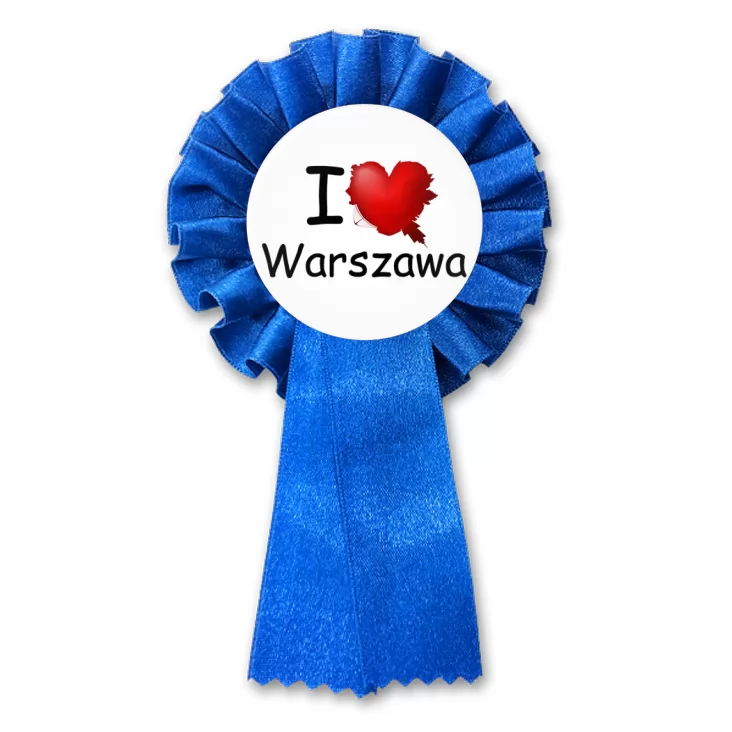 przypinka kotylion I love Warszawa