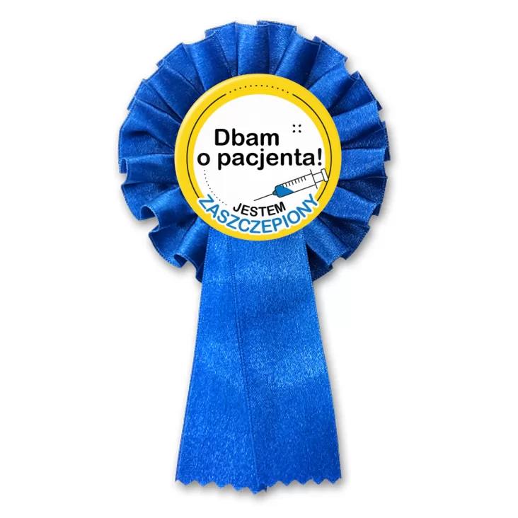 przypinka kotylion Dbam o pacjenta. Jestem zaszczepiony!