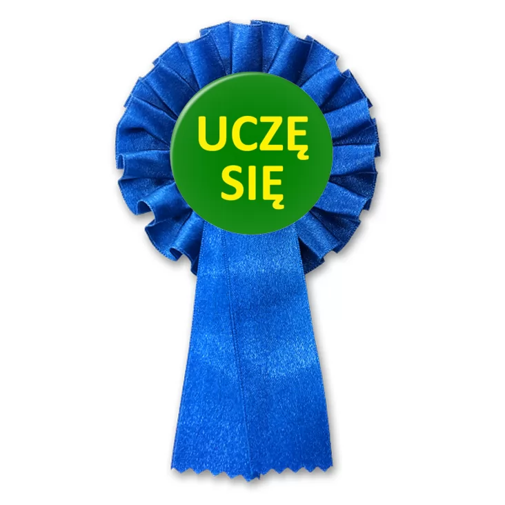 przypinka kotylion Uczę się napis