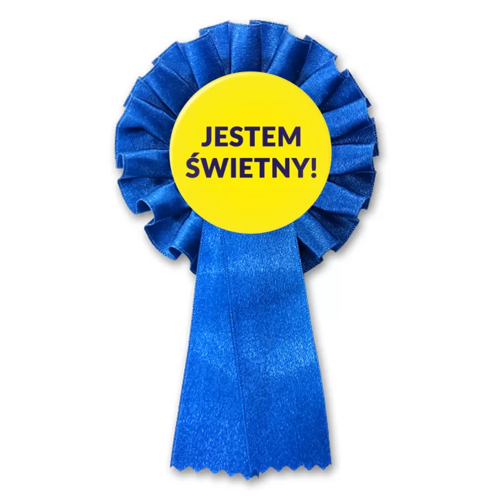 przypinka kotylion Jestem Świetny!