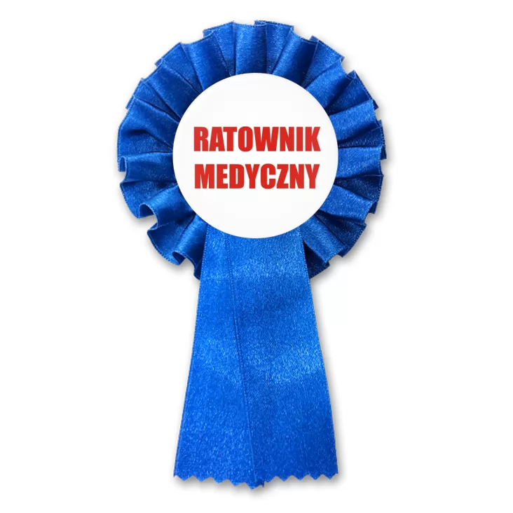 przypinka kotylion Ratownik Medyczny czerwony napis