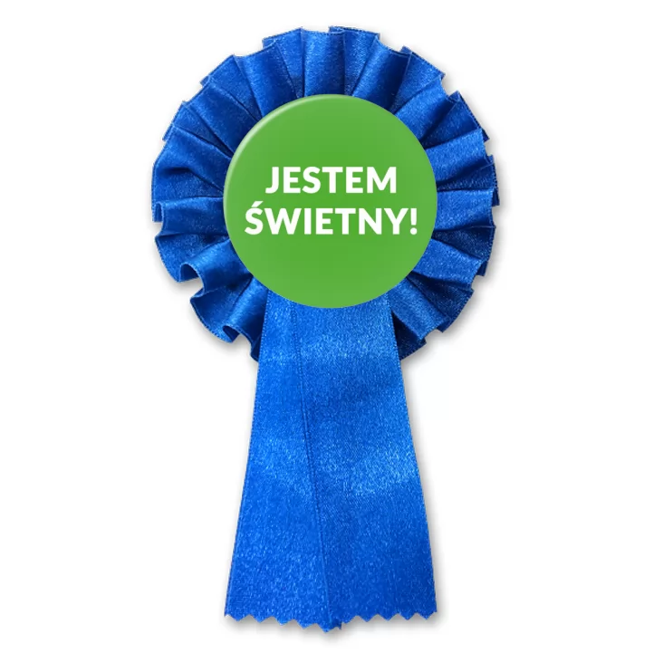przypinka kotylion Jestem Świetny!